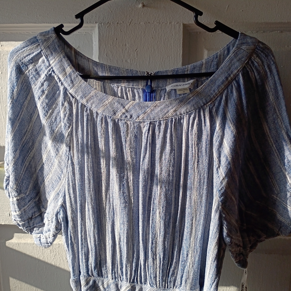 Calvin Klein Light Blue Striped Dress